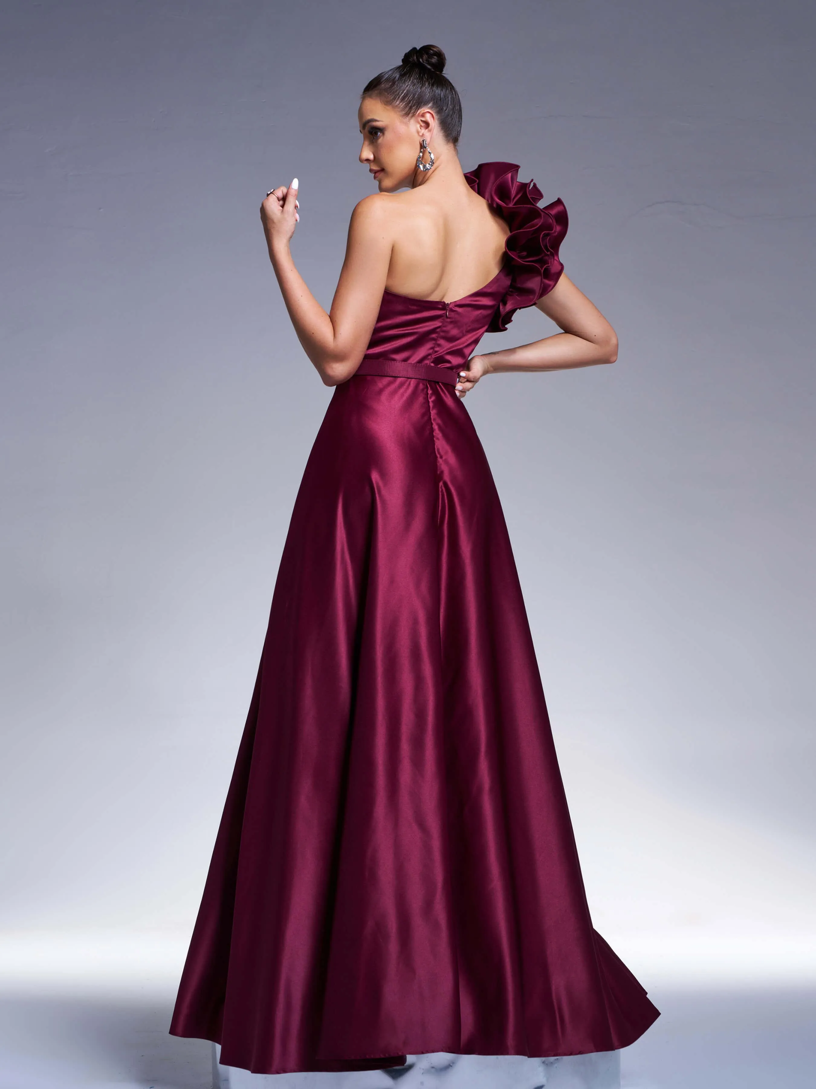 Floral One Shoulder A-line Prom Dress RJ12022